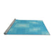 Sideview of Machine Washable Transitional Bright Turquoise Blue Rug, wshpat1122lblu