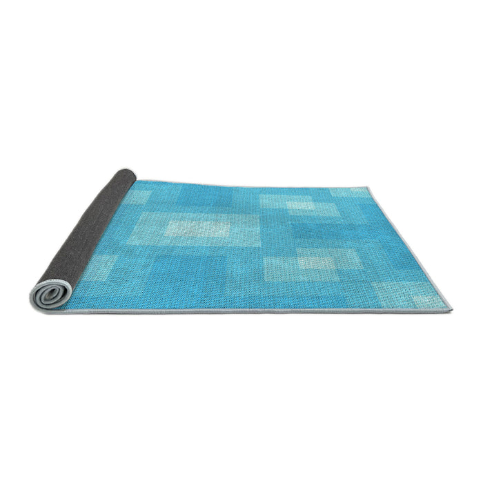 Thickness of Patterned Bright Turquoise Blue Rug, pat1122lblu