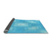 Thickness of Patterned Bright Turquoise Blue Rug, pat1122lblu