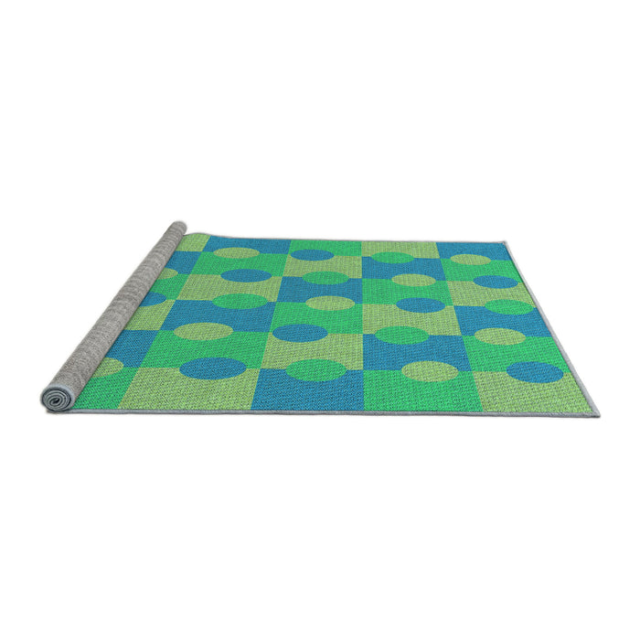 Sideview of Machine Washable Transitional Lime Mint Green Rug, wshpat1123lblu