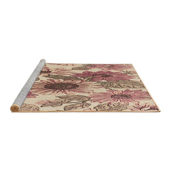 Sideview of Machine Washable Transitional Sienna Brown Rug, wshpat1124brn