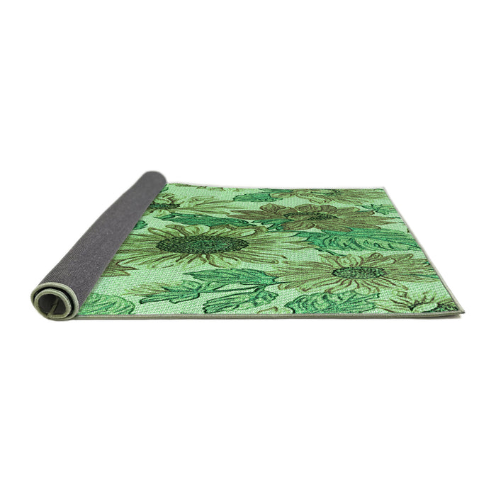 Thickness of Patterned Jade Green Rug, pat1124grn