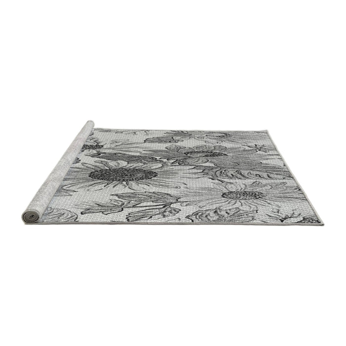 Sideview of Machine Washable Transitional Platinum Silver Gray Rug, wshpat1124gry