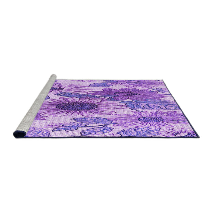 Sideview of Machine Washable Transitional Blue Violet Purple Rug, wshpat1124pur