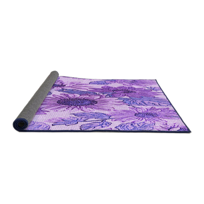 Thickness of Patterned Blue Violet Purple Rug, pat1124pur