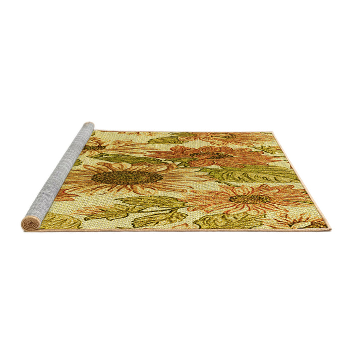 Sideview of Machine Washable Transitional Bright Gold Yellow Rug, wshpat1124yw
