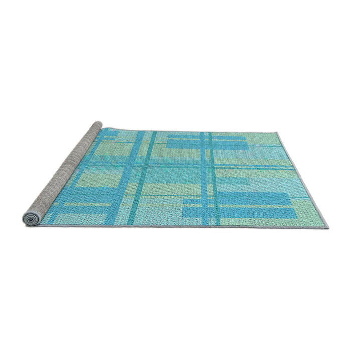 Sideview of Machine Washable Transitional Bright Turquoise Blue Rug, wshpat1125lblu