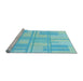 Sideview of Machine Washable Transitional Bright Turquoise Blue Rug, wshpat1125lblu