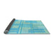 Thickness of Patterned Bright Turquoise Blue Rug, pat1125lblu