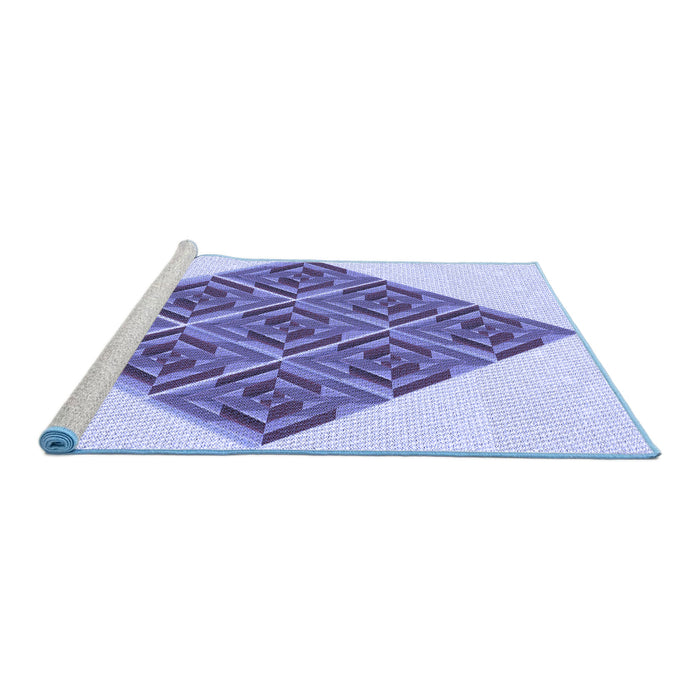 Sideview of Machine Washable Transitional Slate Blue Rug, wshpat1126blu