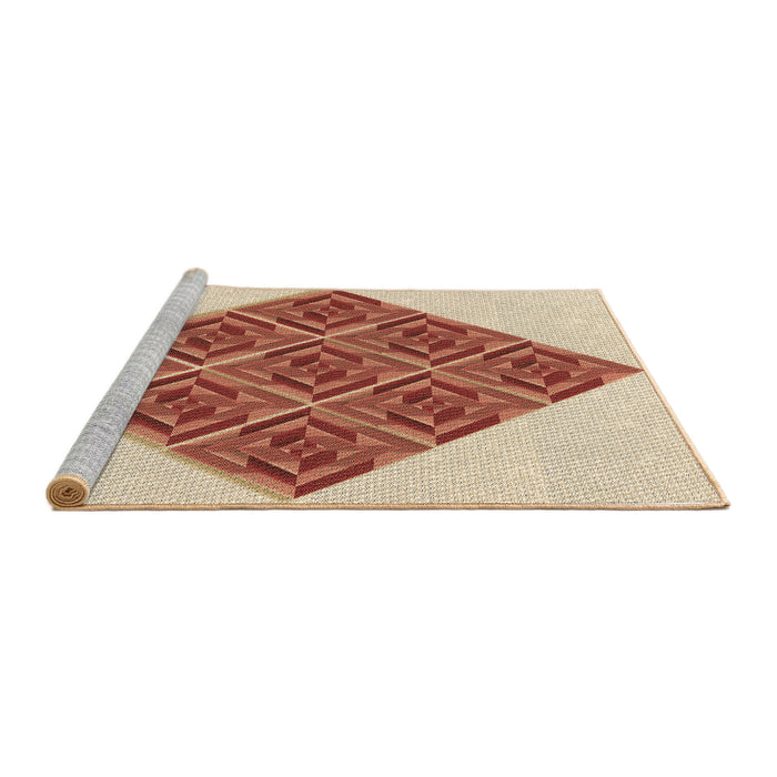 Sideview of Machine Washable Transitional Red Rug, wshpat1126brn