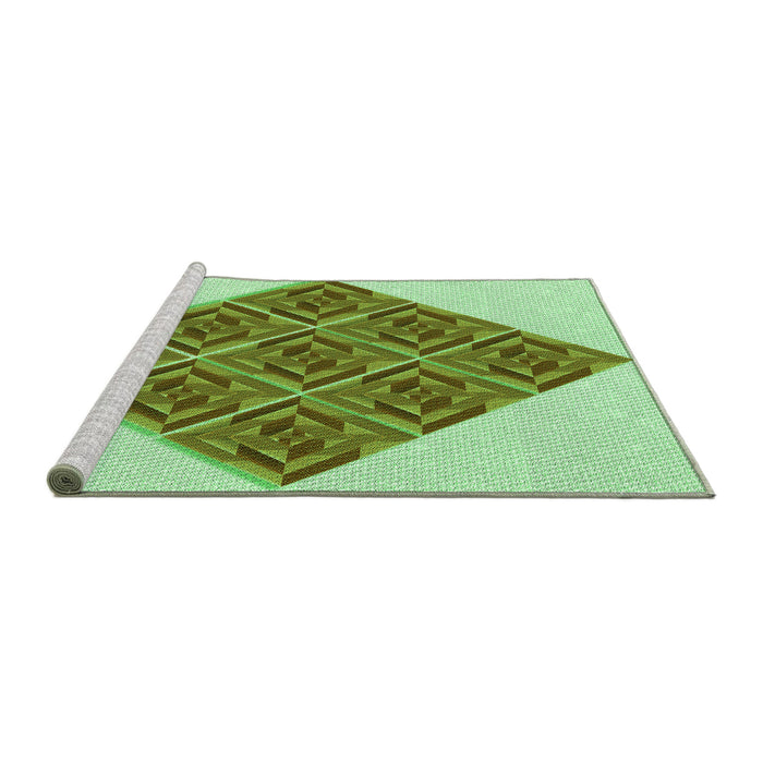 Sideview of Machine Washable Transitional Light Green Rug, wshpat1126grn