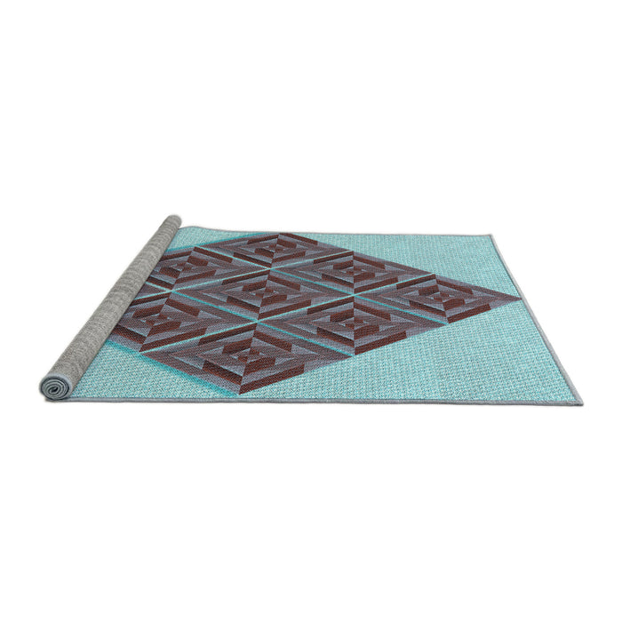 Sideview of Machine Washable Transitional Blue Rug, wshpat1126lblu