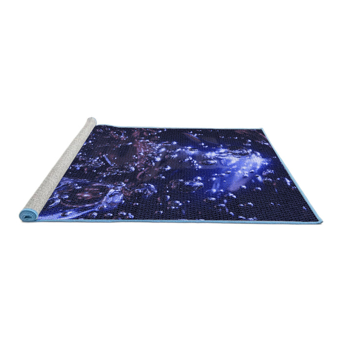 Sideview of Machine Washable Transitional Night Blue Rug, wshpat113blu