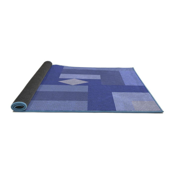 Thickness of Patterned Denim Blue Rug, pat1131blu