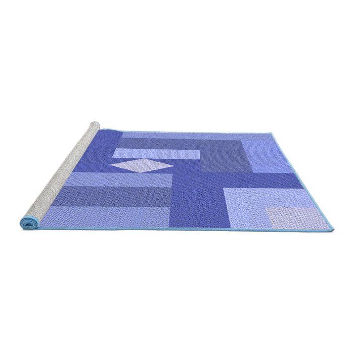 Sideview of Machine Washable Transitional Denim Blue Rug, wshpat1131blu