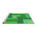 Sideview of Machine Washable Transitional Neon Green Rug, wshpat1131grn