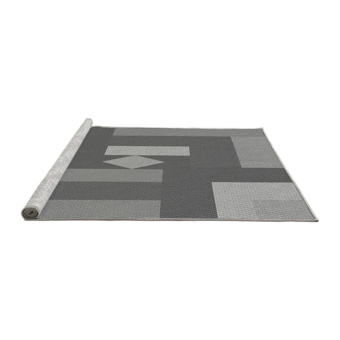 Sideview of Machine Washable Transitional Ash Gray Rug, wshpat1131gry