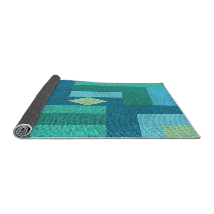 Thickness of Patterned Bright Turquoise Blue Rug, pat1131lblu