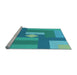 Sideview of Machine Washable Transitional Bright Turquoise Blue Rug, wshpat1131lblu