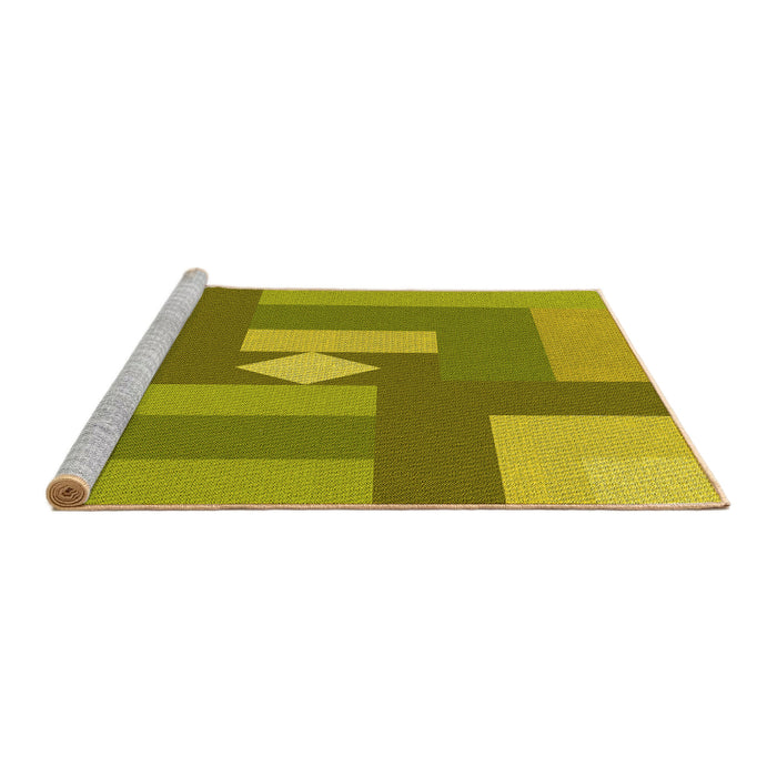 Sideview of Machine Washable Transitional Dark Yellow Green Rug, wshpat1131yw