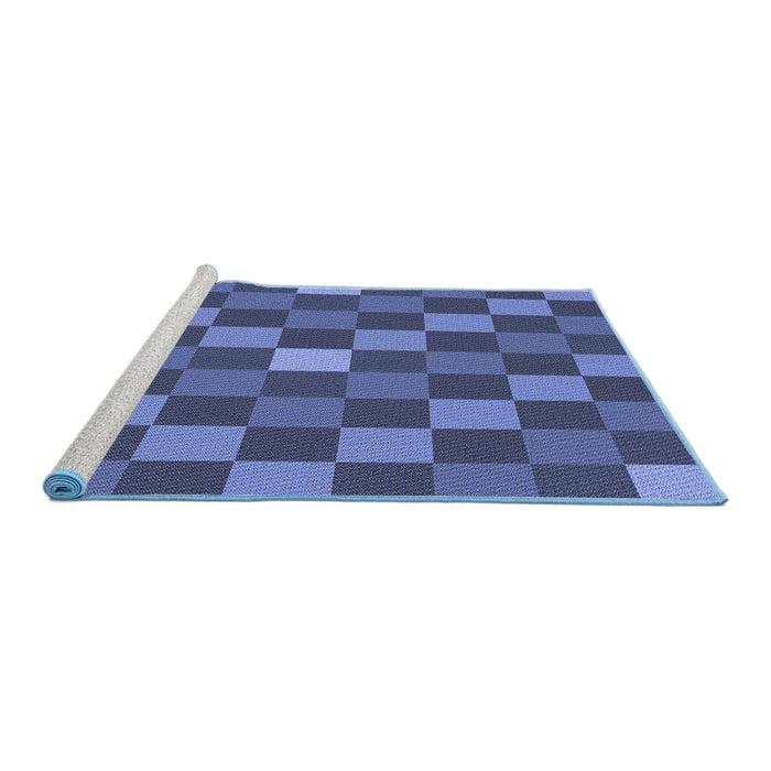 Sideview of Machine Washable Transitional Blue Rug, wshpat1133blu
