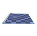 Sideview of Machine Washable Transitional Blue Rug, wshpat1133blu