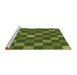 Sideview of Machine Washable Transitional Green Rug, wshpat1133brn