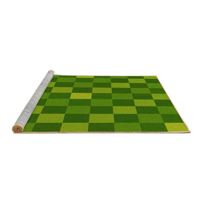 Sideview of Machine Washable Transitional Green Rug, wshpat1133yw