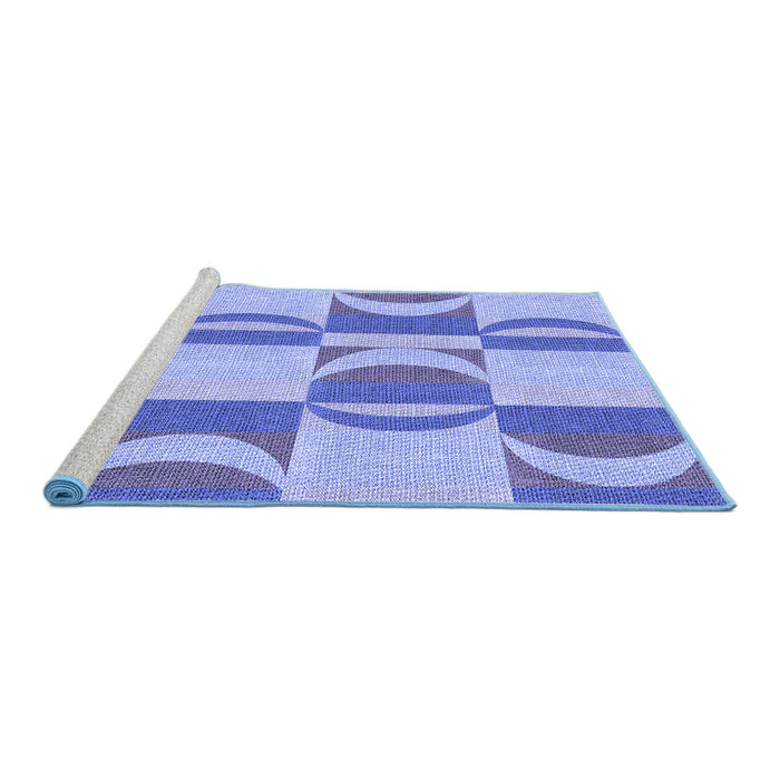 Sideview of Machine Washable Transitional Jeans Blue Rug, wshpat1135blu