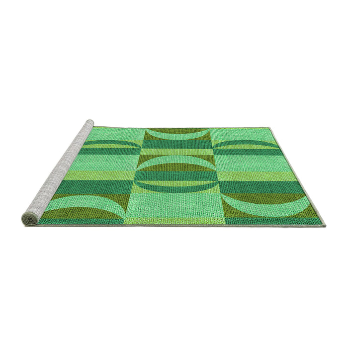 Sideview of Machine Washable Transitional Green Rug, wshpat1135grn