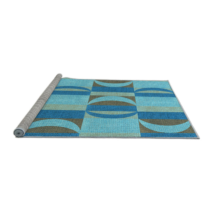 Sideview of Machine Washable Transitional Glacial Blue Ice Blue Rug, wshpat1135lblu