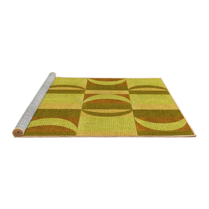 Sideview of Machine Washable Transitional Yellow Rug, wshpat1135yw