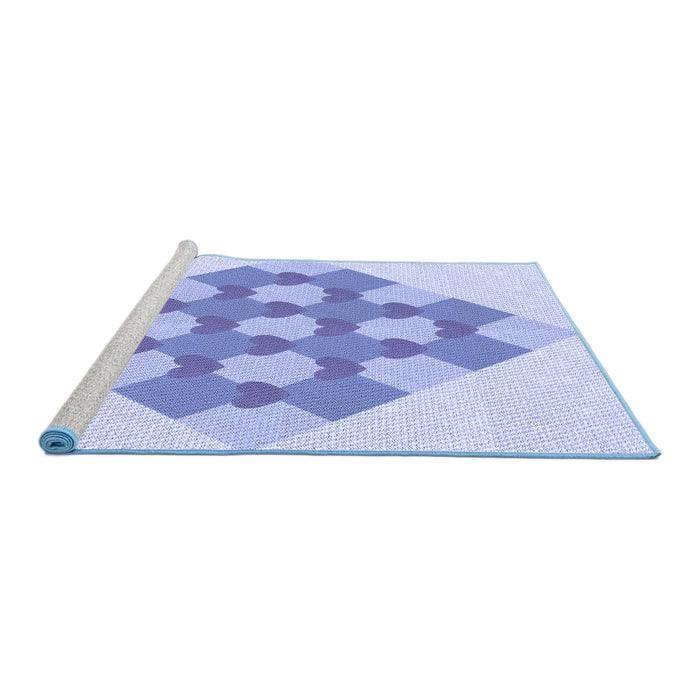 Sideview of Machine Washable Transitional Blue Rug, wshpat1137blu