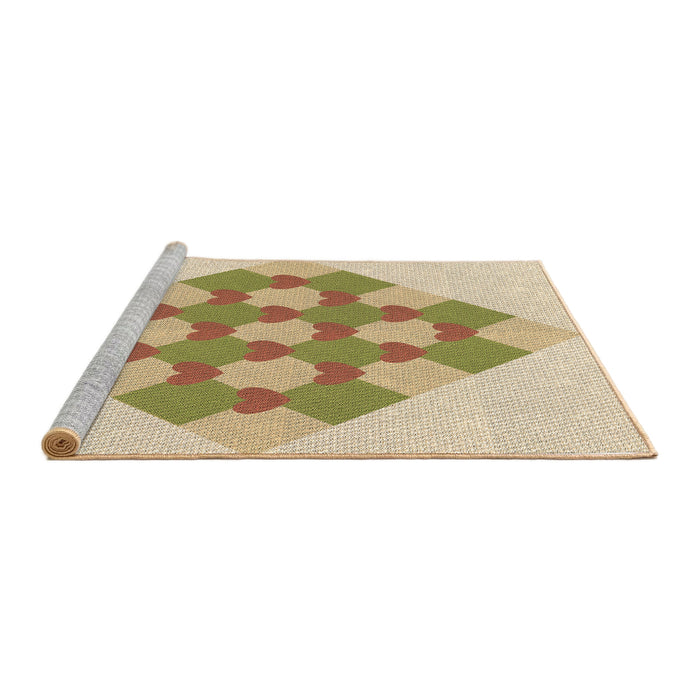 Sideview of Machine Washable Transitional Khaki Gold Rug, wshpat1137brn