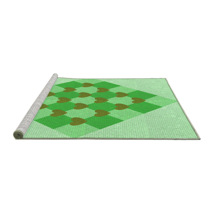 Sideview of Machine Washable Transitional Jade Green Rug, wshpat1137grn