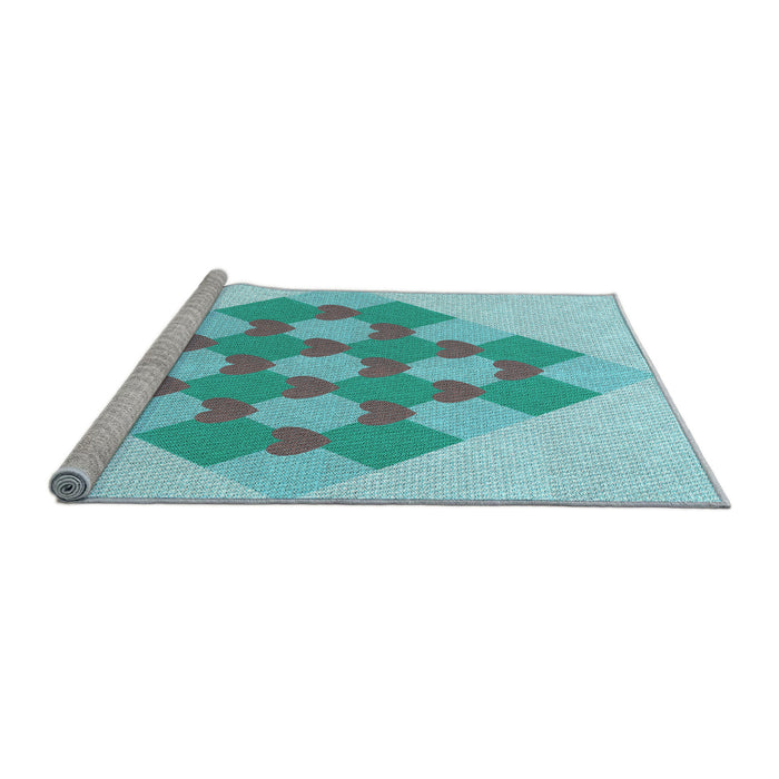 Sideview of Machine Washable Transitional Blue Rug, wshpat1137lblu