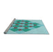 Sideview of Machine Washable Transitional Blue Rug, wshpat1137lblu