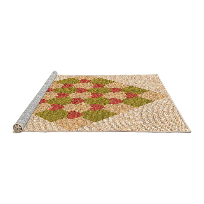 Sideview of Machine Washable Transitional Khaki Gold Rug, wshpat1137org