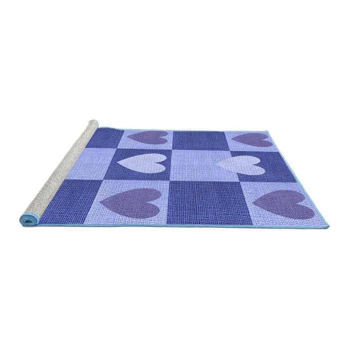 Sideview of Machine Washable Transitional Blue Rug, wshpat1138blu