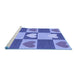 Sideview of Machine Washable Transitional Blue Rug, wshpat1138blu