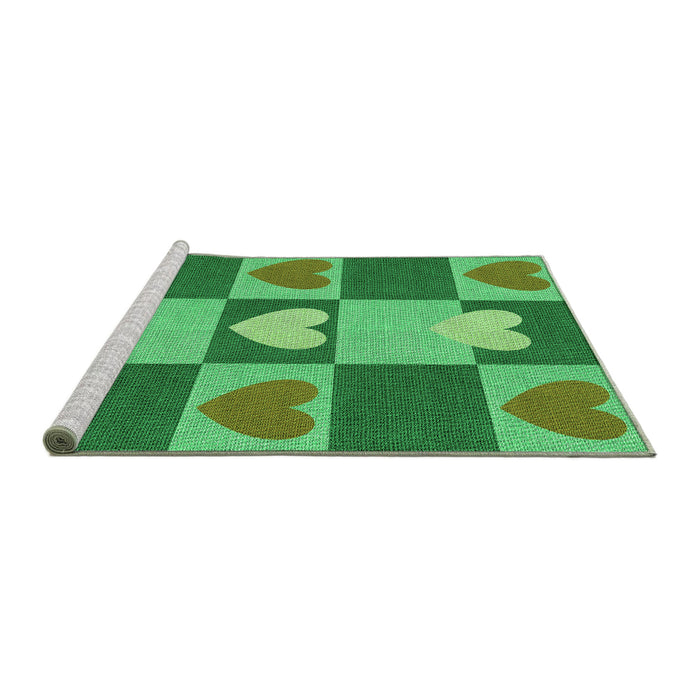 Sideview of Machine Washable Transitional Forest Green Rug, wshpat1138grn