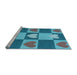 Sideview of Machine Washable Transitional Bright Turquoise Blue Rug, wshpat1138lblu