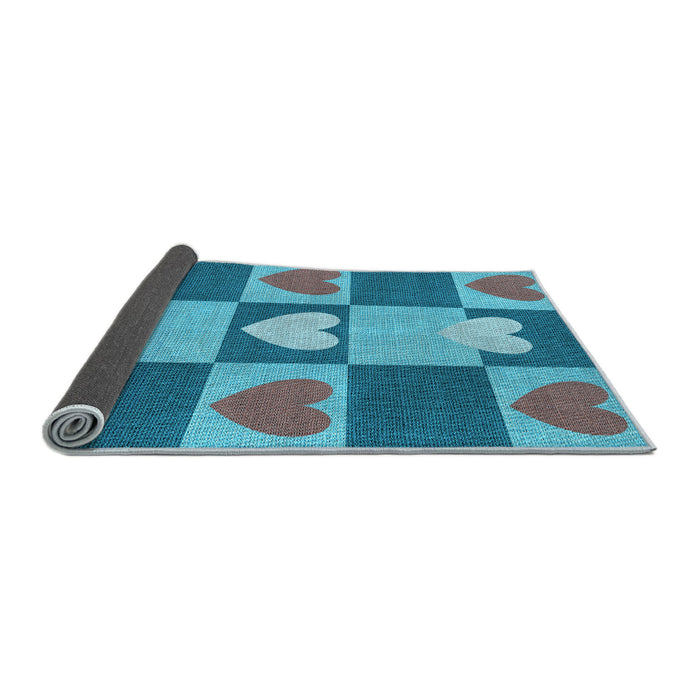 Thickness of Patterned Bright Turquoise Blue Rug, pat1138lblu
