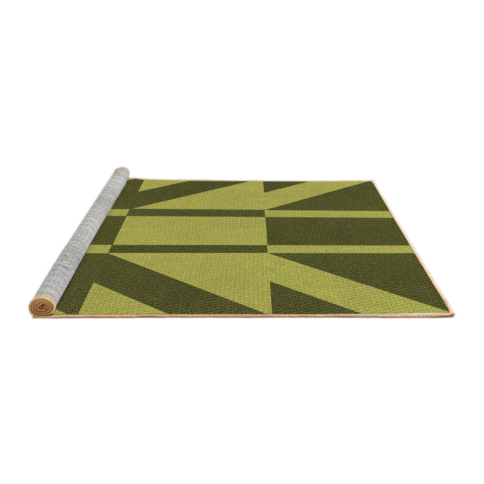 Sideview of Machine Washable Transitional Army Green Rug, wshpat1139brn