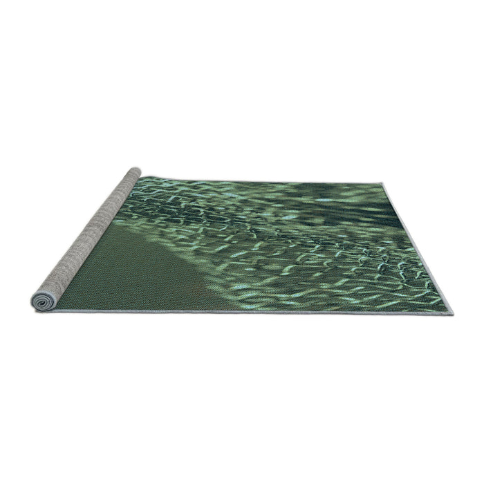 Sideview of Machine Washable Transitional Medium Forest Green Rug, wshpat114lblu