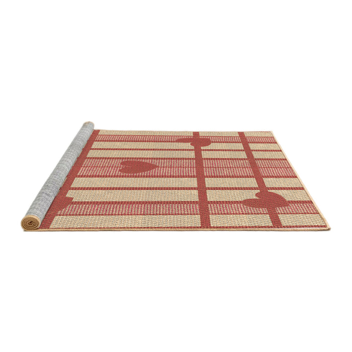 Sideview of Machine Washable Transitional Red Rug, wshpat1140brn