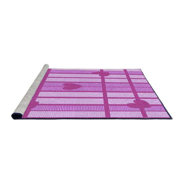 Sideview of Machine Washable Transitional Blossom Pink Rug, wshpat1140pur