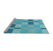 Sideview of Machine Washable Transitional Blue Rug, wshpat1141lblu