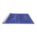 Sideview of Machine Washable Transitional Cobalt Blue Rug, wshpat1142blu